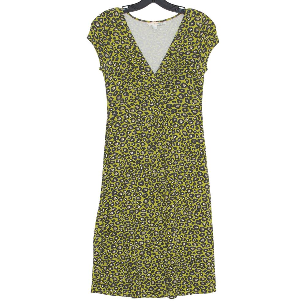 Boden Dress Jersey Knit Leopard Y2K Rockabilly Boho Retro Grunge Glam Green 6